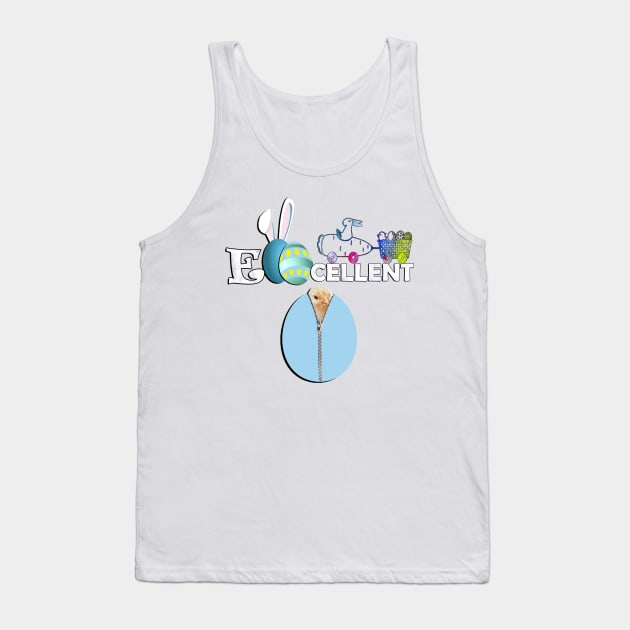 Happy Easter Bunnies & Funny Quote Eggcellent Hoppy Easter Tank Top by tamdevo1